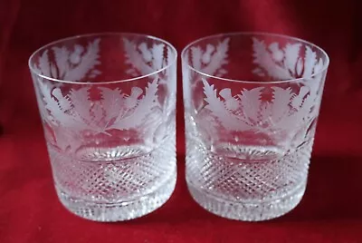 Buy Edinburgh Crystal Thistle Pattern - Pair Of Large 'Old Fashioned' Whisky Glasses • 245£