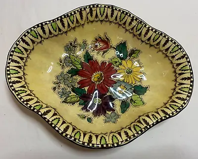 Buy VINTAGE 1930s DECORO TUSCAN POTTERY Glazed Bowl With Flowers Design • 18£