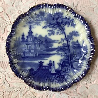 Buy Late 19th Century Staffordshire Flow Blue Scalloped Edge Plate. 9.5” (24cm) • 20£