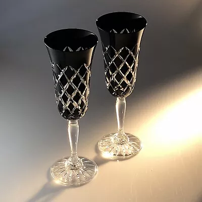 Buy Cut-to-clear Amethyst Champagne Flutes X 2 Bohemian Style VGC  Free Post Bin10 • 49.99£