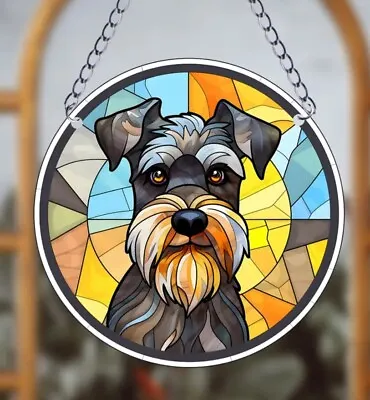 Buy Miniature Schnauzer 4 Dog Lover SUN ☀️ Suncatcher Stained Glass Birthday Present • 9.45£