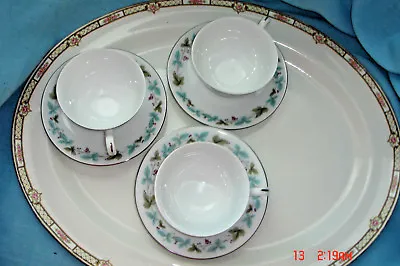 Buy Vintage Fine China Set Of 3 Tea/Coffee Cups & Saucers Vintage Pattern 6701 • 7.71£