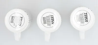 Buy TESCO  3 X White & Grey Circle Porcelain Mugs • 15£