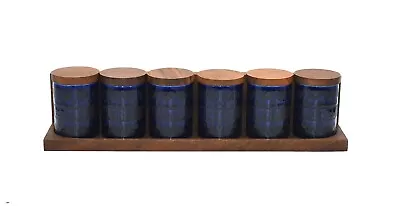 Buy Hornsea Pottery Heirloom Blue Spice Rack With 6 Spice Jars • 40£
