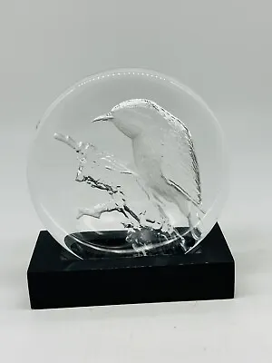 Buy Matts Jonasson Crystal Bird On Branch Sculpture Paperweight Signed Swedish 9cm • 14£