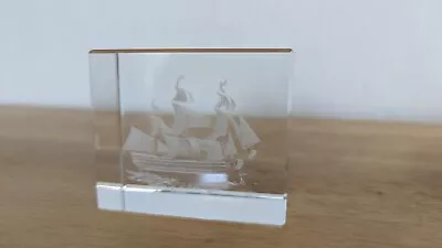 Buy 3D Crystal Paperweight Laser Etched Glass HMS Victory Tallship • 8£