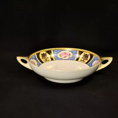 Buy Noritake Round Bowl Hand Painted Made In Japan Floral Blue Yellow Gold 1918-1931 • 47.05£