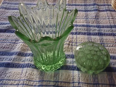 Buy Vintage  Green  Glass Vase By Sowerby With Frog • 16.99£