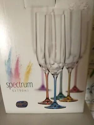 Buy CRYSTALEX Czech Bohemia Glass Spectrum Tulip Wine Glasses Flutes NEW W/BOX  • 48.18£
