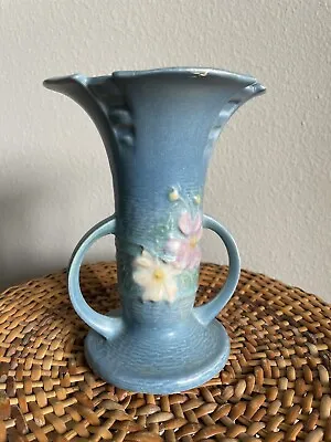 Buy Roseville Art Pottery 1940's Blue Cosmos 2 Handle Vase 947-6 *Chips* • 47.94£