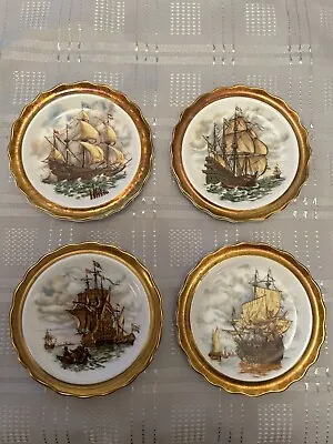 Buy 4 X Royal Grafton Fine Bone China Ship Plates Made In England, 4” Diameter • 5£