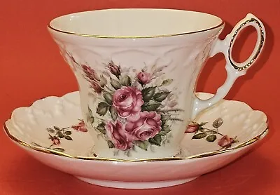 Buy Crown Dorset Fine Bone China-Tea Cup/Saucer  Cabbage Rose Staffordshire England • 24.10£