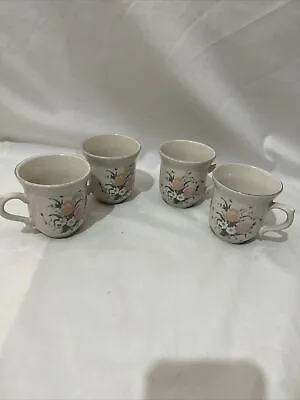 Buy 4x Crown Dynasty Floral Porcelain Cups • 23.99£