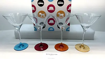 Buy Royal Doulton Martini Glasses Pop In For Drinks Colored Base Etched 4-Piece Set • 61.56£
