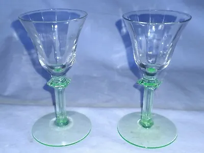 Buy Vintage Green Uranium Depression Glass Cordial Digestif Apertif Goblets • 76.17£
