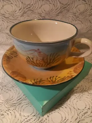 Buy Tain Pottery  - Scotland -   Shandwick   Pattern Large Breakfast Cup  And Saucer • 18.90£