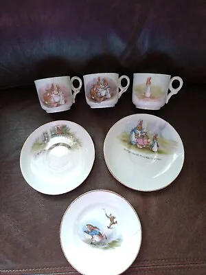 Buy Grimwades Peter Rabbit Miniature China 3 Cups 2 Saucers 1 Plate . ALL HAVE... • 55£