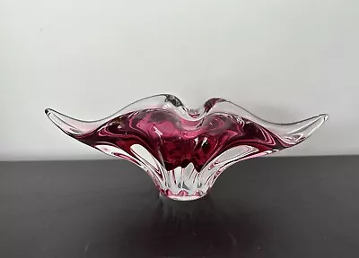 Buy Vintage Josef Hospodka Cranberry Glass Dish Vase Czech Republic Bohemian Art • 25£