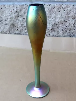 Buy Steven Maslach Iridescent  Gold Art Glass Studio Bud Vase 10.5  Hand Blown • 91.48£