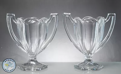 Buy Art Deco Pair Of Davidson Glass Chippendale Trophy Vases • 55£