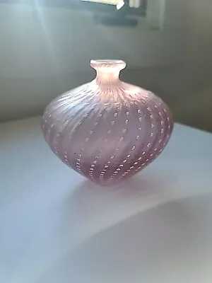 Buy Vintage Pink Kosta Boda Glass Swirl Dots Vase By Bertil Vallien Original Sticker • 95.09£