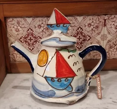 Buy Impressive Studio Pottery Teapot By Kevin Warren - Sun, Seagulls & Yacht Design  • 75£