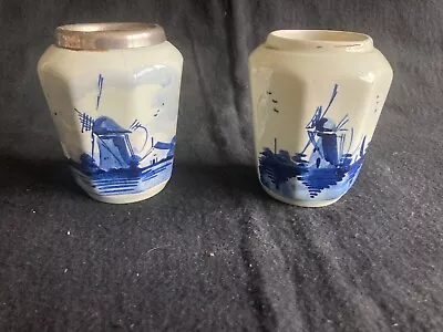 Buy Small  Blue & White Delft Ware Vase With Windmills 8.5cm High • 6.95£