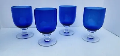 Buy Cobalt Blue Glass Goblets 4 Pc Set.   G0772 • 33.63£