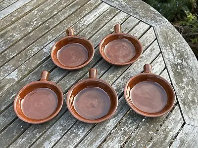 Buy 5 X VINTAGE Portuguese Small Glazed Terracotta Pans Tapas Dishes Style 10cm • 30£
