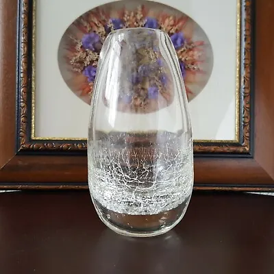 Buy Crackle Effect Clear Glass Vase 16.5cm High • 12£