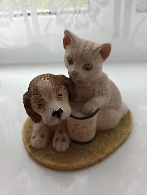 Buy Vintage John Beswick England Cat And Dog  Figurine Sculpture Menu For Today 1984 • 5.50£