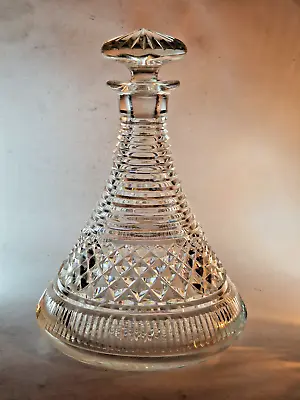 Buy FABULOUS CUT CRYSTAL CONICAL SHIPS DECANTER - HOBNAILS 25cm • 25£