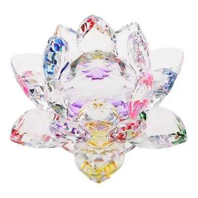 Buy Crystal Lotus Flower Buddhist Ornament Feng Shui Art Glass Paperweight • 9.56£