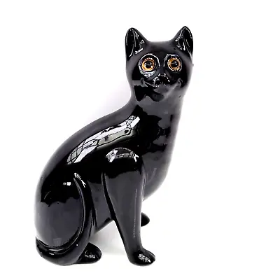 Buy Bretby Pottery Cat Figurine Glass Eyes Deep Cobalt Blue Glaze Circa 1900 • 140£