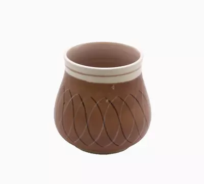 Buy POOLE POTTERY Vase Alfred Rhead Pattern PRB Freeform Small Mocha Brown Swirl • 10.51£