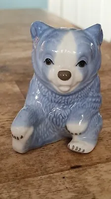 Buy Vintage Szeiler Bear Blue White China Sitting Teddy Cub Figurine Figure Ornament • 12.99£