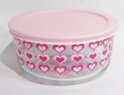 Buy PYREX 4 Cup SMITTEN LOVE Valentine STORAGE BOWL 3-Rows Pink Red Inlaid Hearts • 21.73£