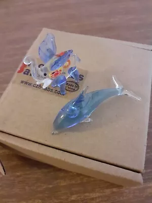 Buy Small Glass Animal Ornaments. A Dolphin And Elephant • 2£