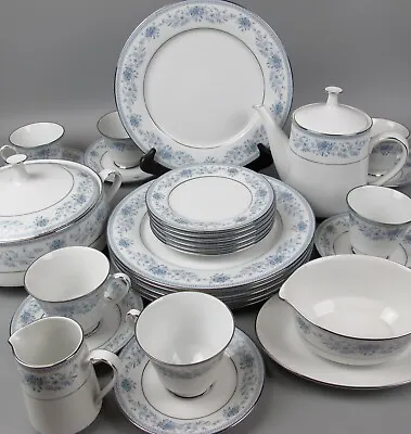 Buy Noritake Dinner Service Set  Blue Hill  2482. Plates Cups Teapot Etc. Bone China • 249.99£