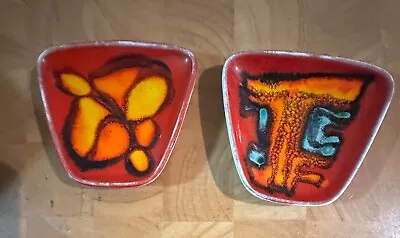 Buy Pair Of Vintage 1960's Poole Pottery Delphis Dishes / Plates Red • 50£
