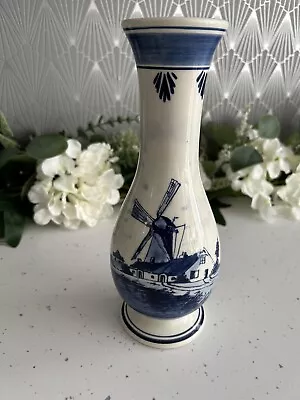 Buy Vintage Hand Painted Delft Blue Windmill Vase • 6£