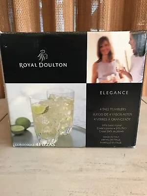Buy ROYAL DOULTON ELEGANCE 6  TALL TUMBLERS 24% Lead Crystal - Set Of 4 NEW IN BOX • 19.17£