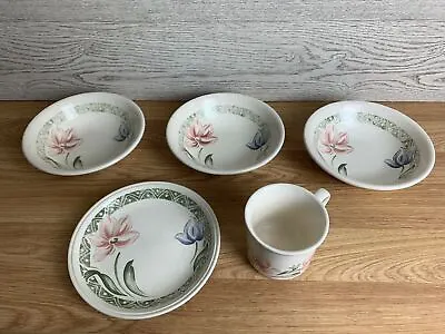 Buy Staffordshire Tableware Floral Pattern,  Side Plate, Cup And Three Bowls • 11.99£
