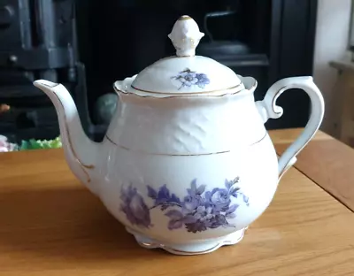 Buy Vintage Bavarian Schumann Bone China Teapot, Us Zone Germany, White/blue/gold • 14£