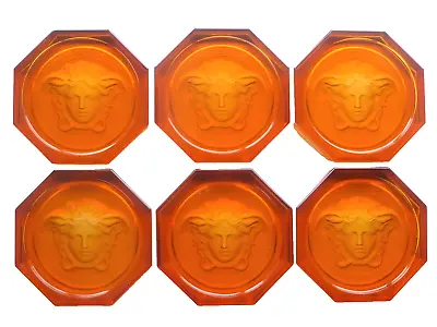 Buy Versace By Rosenthal Glass Coasters Brand New Amber Boxed Medusa Tableware • 185£