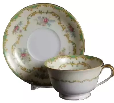 Buy Vintage Noritake China Blanton Tea Cup & Saucer Teal Gold Pink • 13.20£