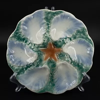 Buy Antique French Oyster Plate DIJOIN Vintage Majolica Starfish с1890 Green Blue 8 • 198.43£