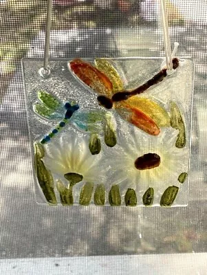 Buy 4 1/2  Square Glass Dragonfly Window Hanging Sun Catcher. • 5.67£