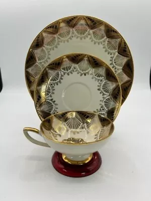Buy Winterling Roslau Bavaria Tea Cup, Saucer, Plate Trio White Gold Art Nouveau EUC • 23.68£
