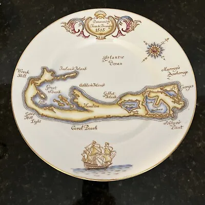 Buy Royal Tuscan Wedgwood Fine Bone China Souvenir Plate - Bermuda Map 24K GOLD Rim • 14.38£